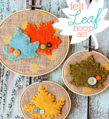 felt leaf hoop art