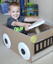 Cardboard box decorating craft example