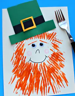 Fork-painted leprechauns craft example