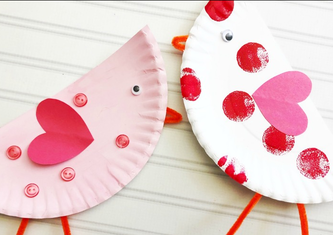 Paper plate love birds craft example