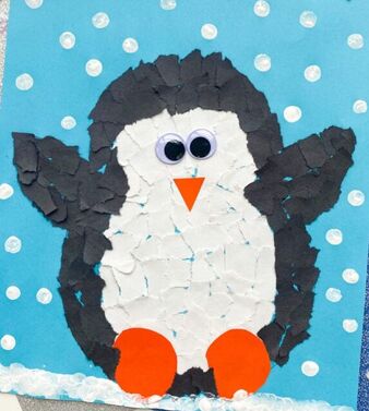 Torn-paper penguins craft example